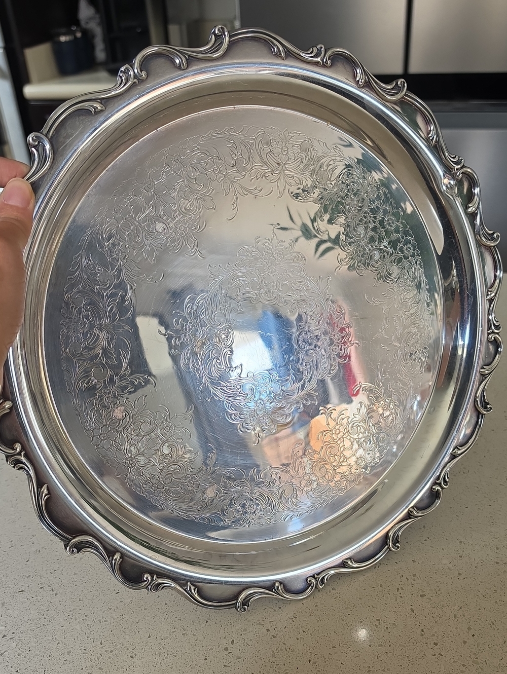 Webster Wilcoz Ornate Engraved Silver Serving Tray